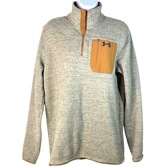 Under Armour Other - Under Armour Mens Specialist Henley 1/4 Zip Pullover M Tan Taupe Zip Pocket